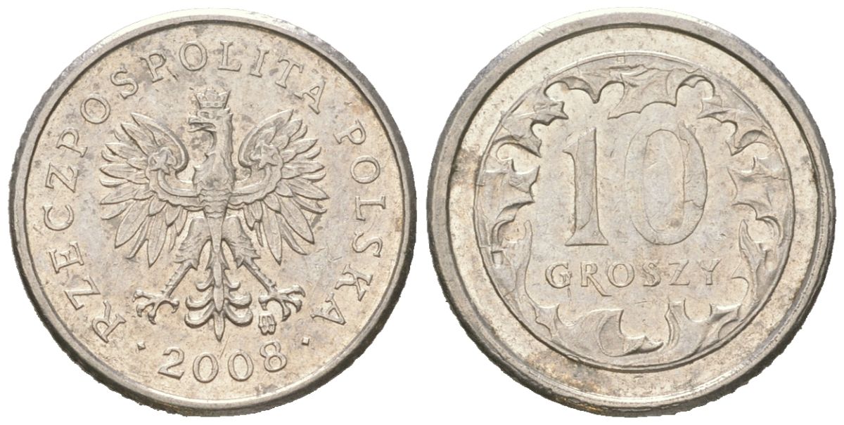 Польша 10 грошей 2008 MW Y 279 медно-никель aUNC 4618-141