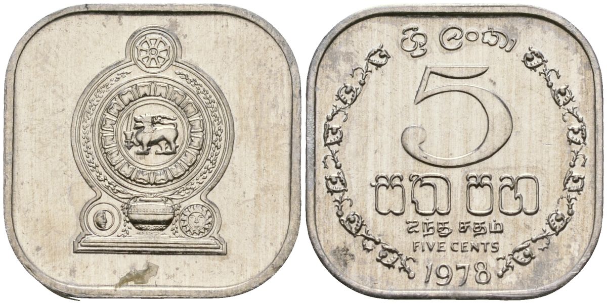 Шри-Ланка 5 центов 1978 KM 139a алюминий 4136-649