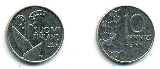 ФИНЛЯНДИЯ 10 ПЕННИ 1995 ЛАНДЫШ 46-838