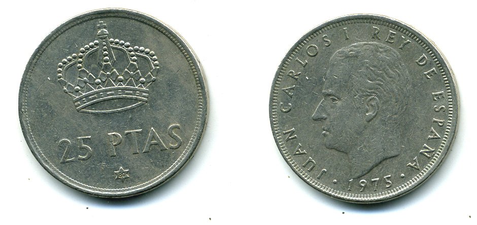 Испания 25 песет 1975 (80) Хуан Карлос I (1975-2014) KM 808 медно-никель 51-4831