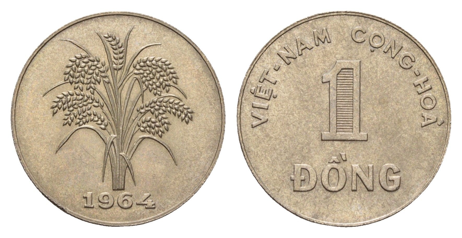 Южный Вьетнам 1 донг 1964 год-тип KM 7 медно-никель UNC 4674-1144