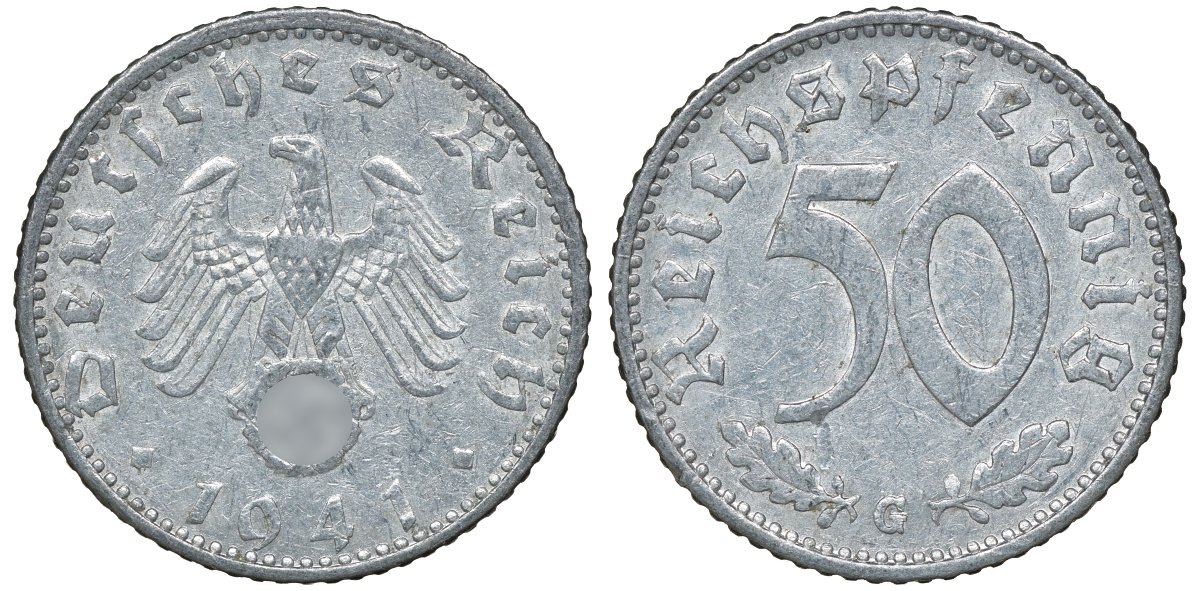 Германия 50 рейхспфеннигов 1941 G KM 96, J. 372 алюминий 72-1322