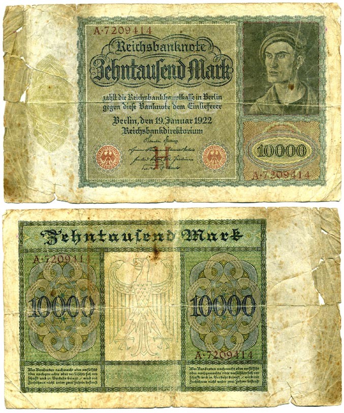 ГЕРМАНИЯ 10000 МАРОК 1922 19 ЯНВАРЯ 1922, АЛЬБРЕХТ ДЮРЕР Pick 70 бумага 7146-36-1-1