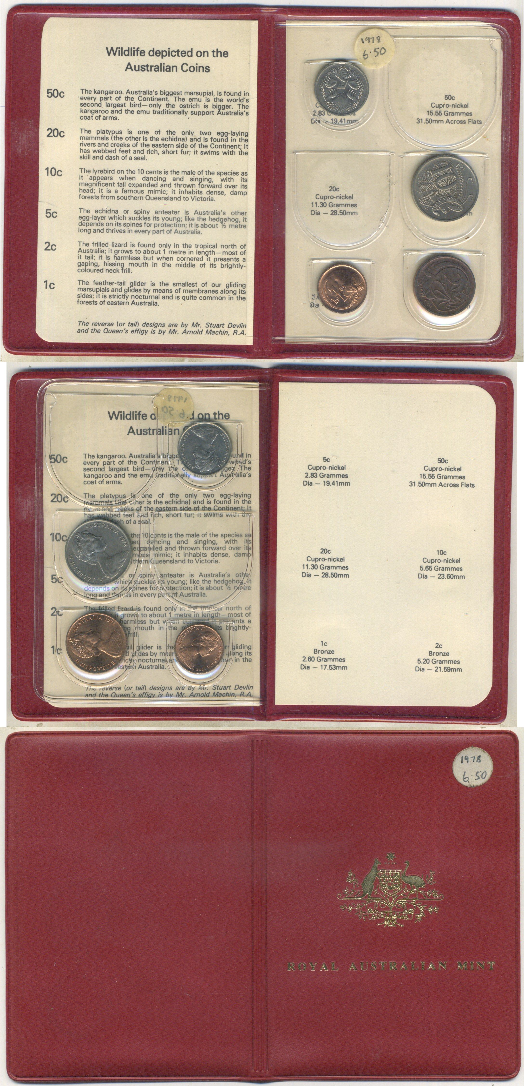 Австралия неполный набор из 4 монет (1, 2, 5, 10 центов) 1978 в оригинальной банковской упаковке KM MS11 (62, 63, 64, 65) UNC 8-2-06-36