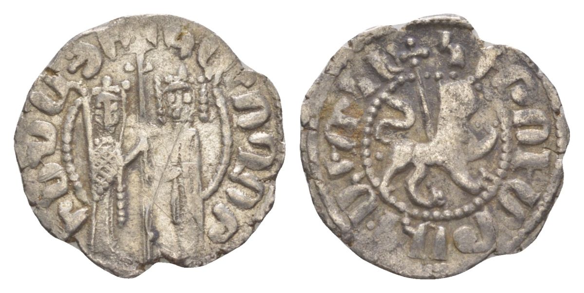 Киликийская Армения трам 1226-1271 Хетум I и царица Забель, держат крест/лев с патриаршим крестом  серебро    1516-915