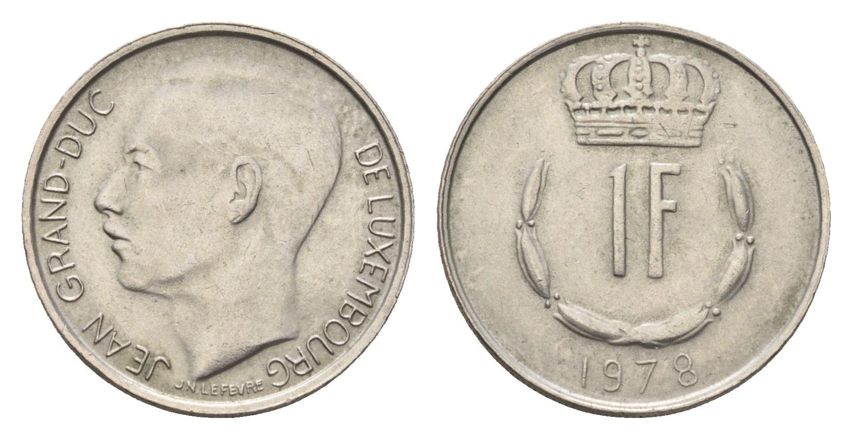 Люксембург 1 франк 1978 Герцог Жан (1964-1999) KM 55 медно-никель 4641-935
