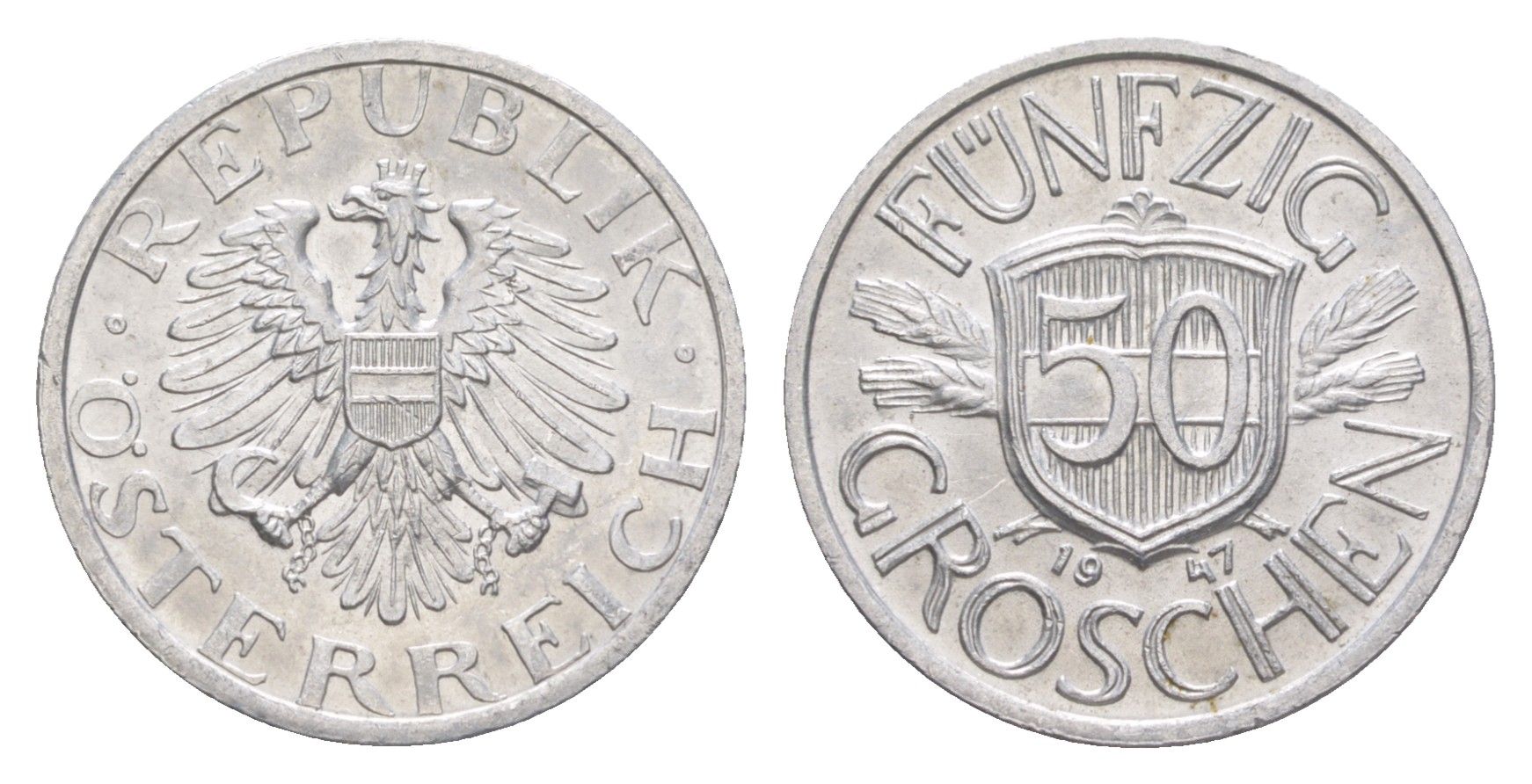 Австрия 50 грошей 1947 KM 2870 алюминий UNC 4136-327