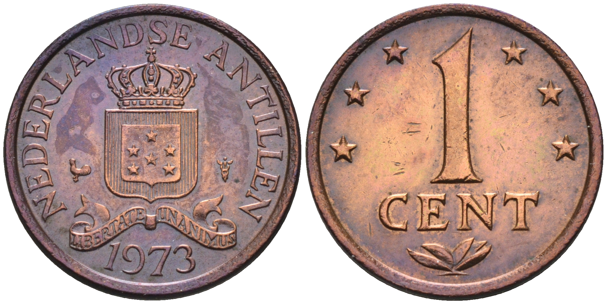 Нидерландские Антилы 1 цент 1973 Юлиана (1948-1980) KM 8 бронза 4169-262