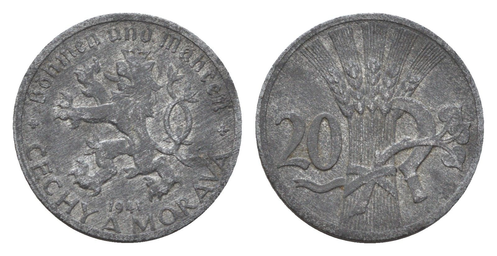 Богемия и Моравия 20 геллеров 1941 KM 2 цинк 4679-635