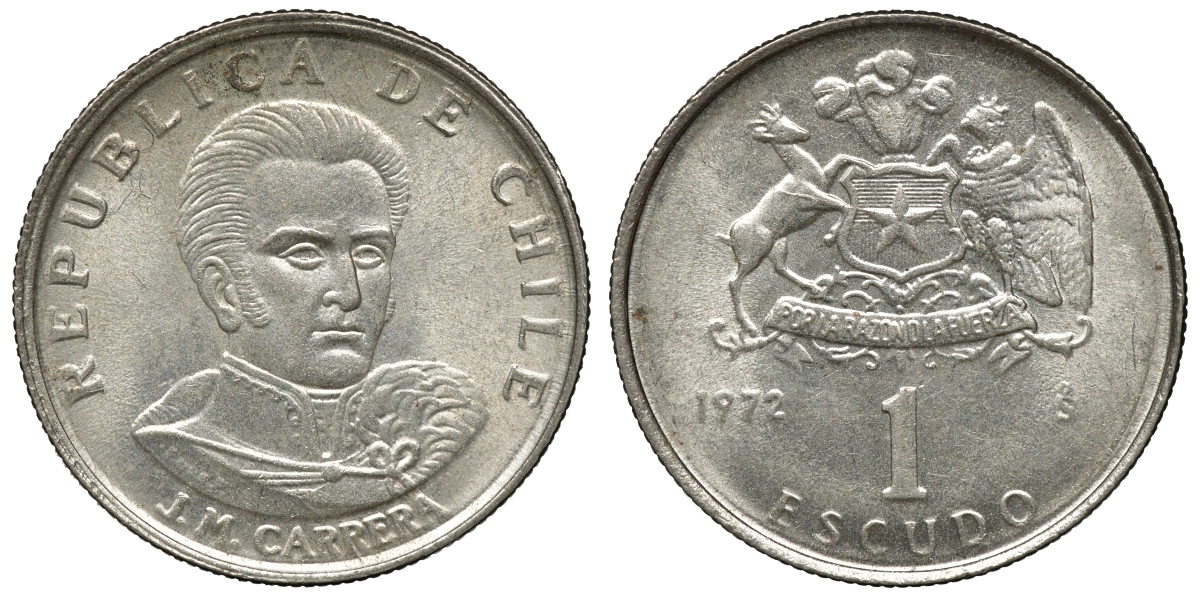 Чили 1 эскудо 1972 Хосе Мигель Каррера KM 197 медно-никель 4118-257