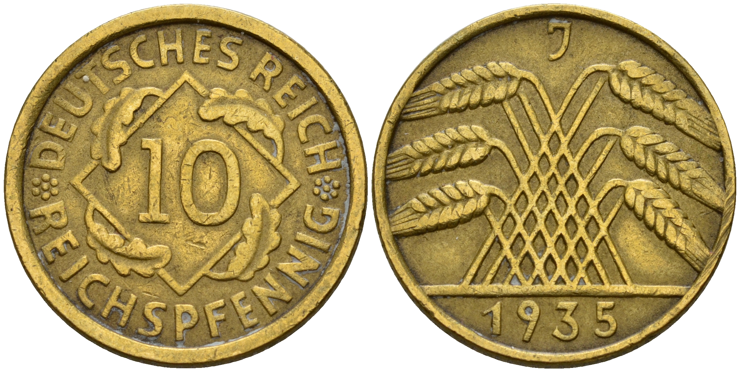 Германия 10 рейхспфеннигов 1935 J KM 40, J. 317 алюминиевая бронза    4601-836