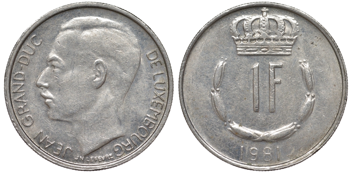 Люксембург 1 франк 1981 KM 55 медно-никель 4143-115