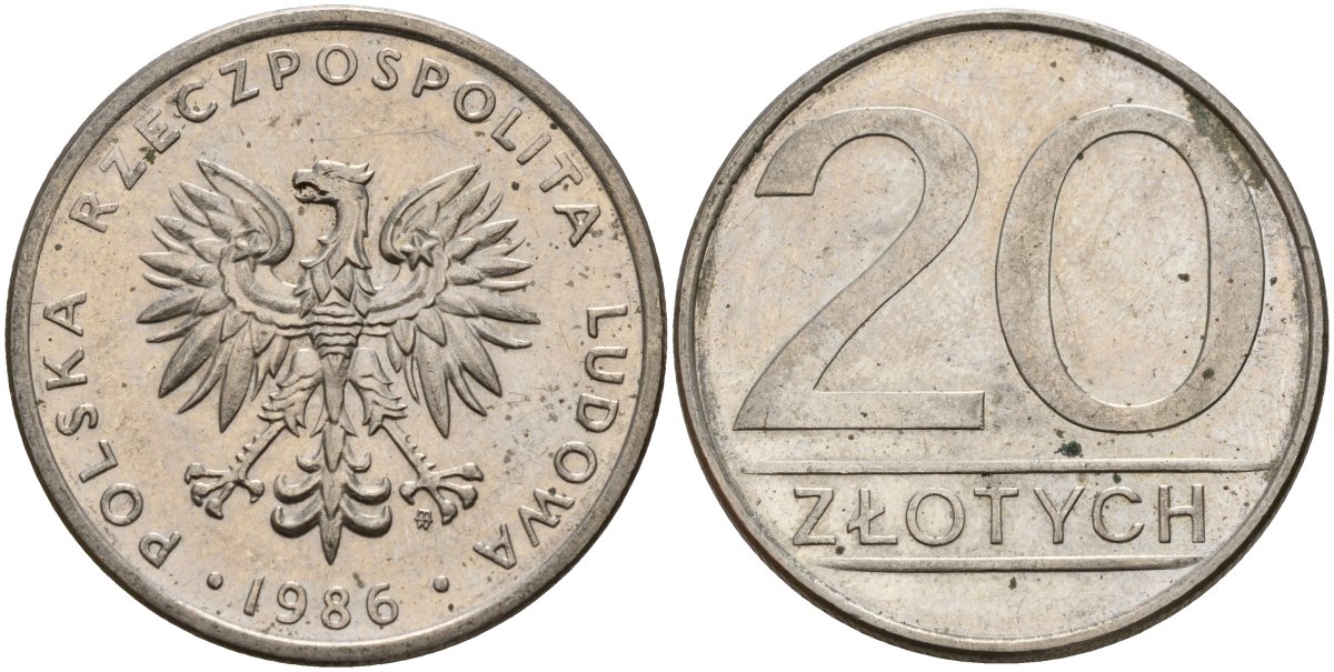 Польша 20 злотых 1986 MW Y 153.1 медно-никель 4187-645