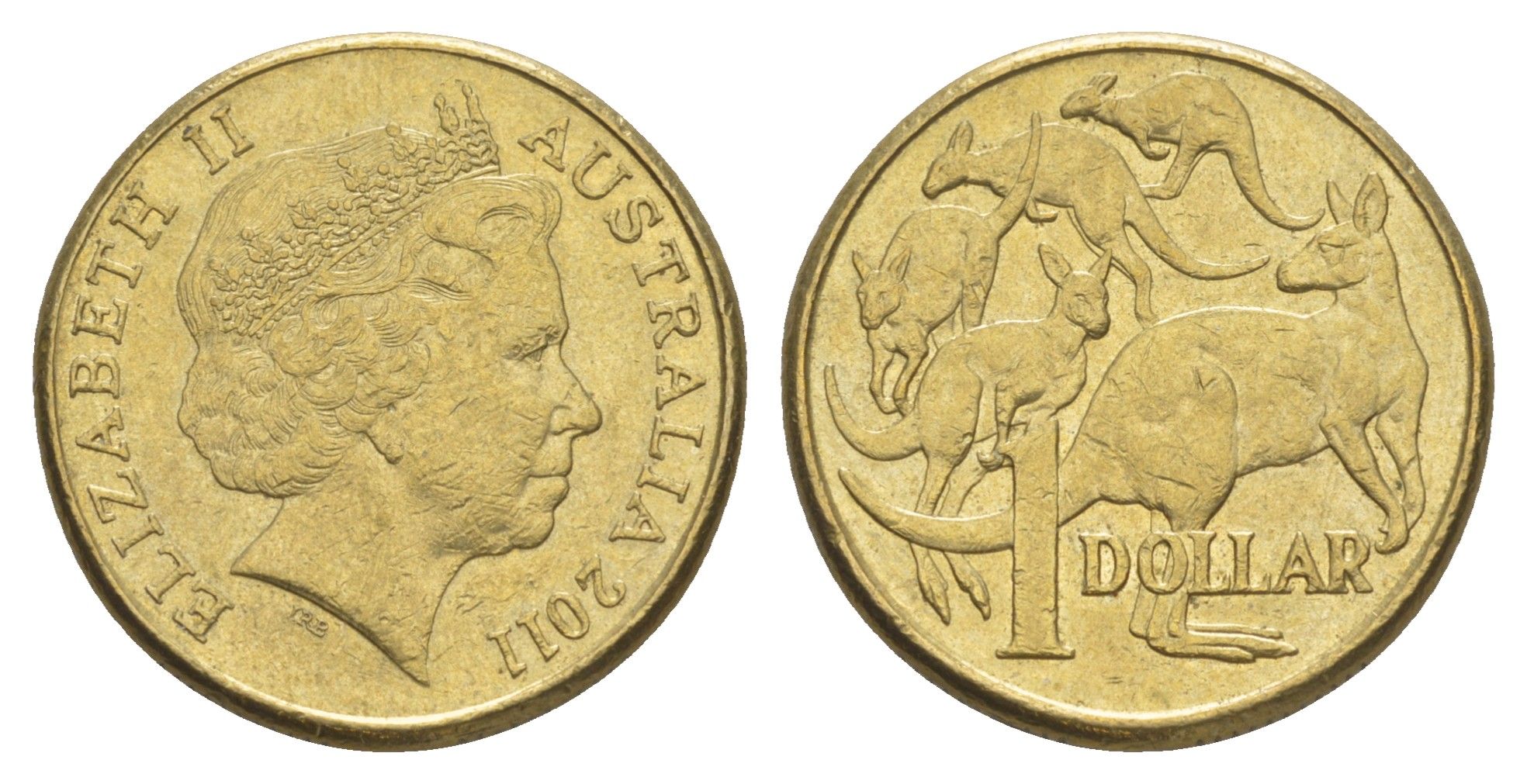 Австралия 1 доллар 2011 кенгуру, Елизавета II (1952-2022) KM 489 алюминиевая бронза 4525-524