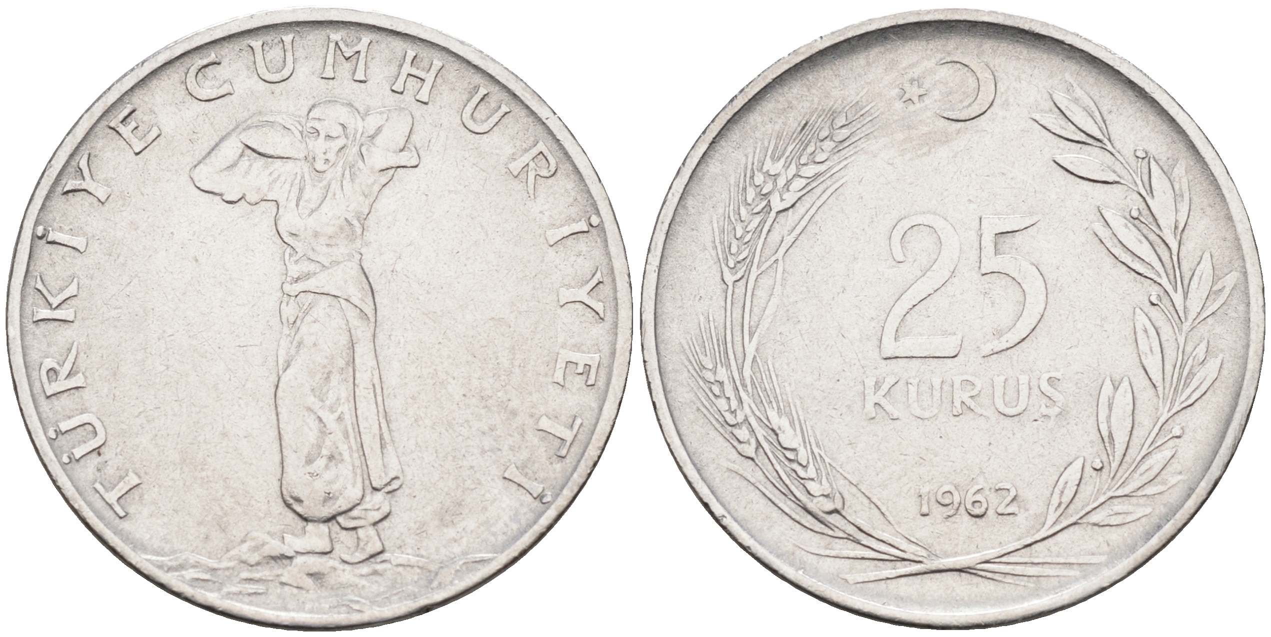 ТУРЦИЯ 25 КУРУШЕЙ 1962 KM 892.2 сталь 4592-251