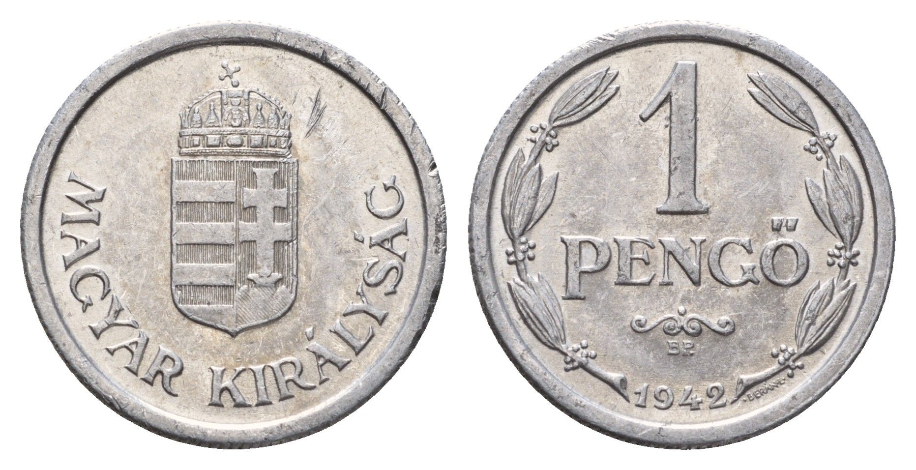 Венгрия 1 пенге 1942 KM 521 алюминий 46-458