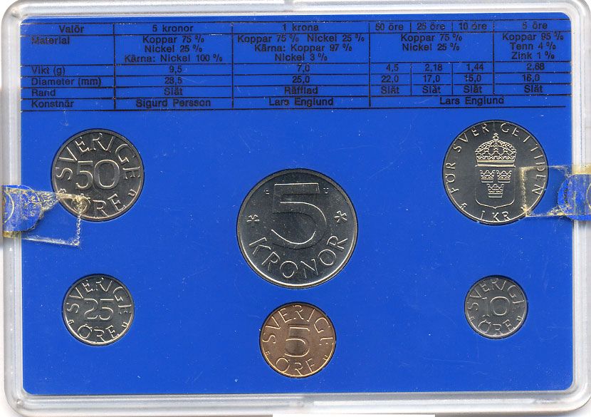 Швеция набор монетного двора из 6 монет 1979 в пластике Карл XVI Густав (1973- ) KM MS11 UNC 5-4-2-87