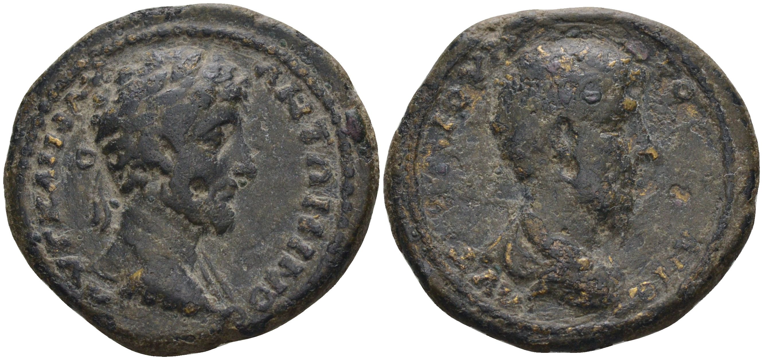 Римская Империя, Провинция Фракия, Перинф AE 161 - 169 Марк Аврелий и Луций Вер, бюсты императоров, 7,16 гр, 23 мм RPC IV online 8664 бронза 1100-4-73