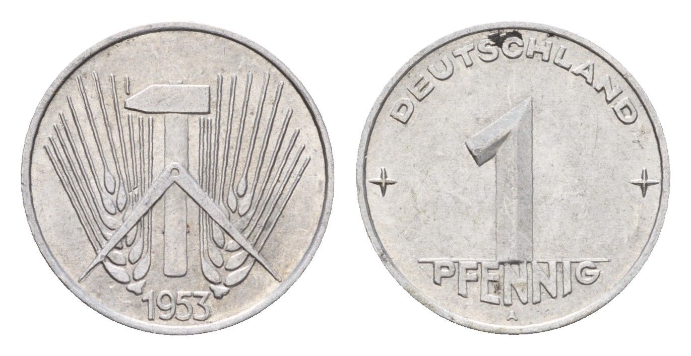 ГДР 1 пфенниг 1953 A KM 5 алюминий 192-139