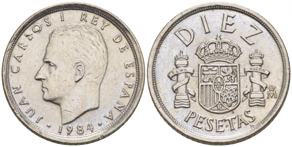 ИСПАНИЯ 10 ПЕСЕТ 1984 ХУАН КАРЛОС I (1975-) KM 827 медно-никель 3309-317