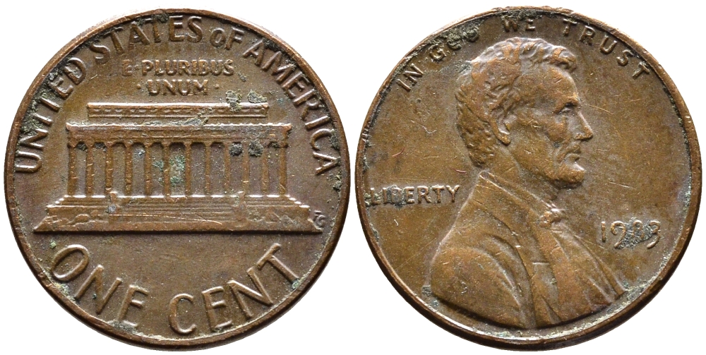 США 1 ЦЕНТ 1983 ЛИНКОЛЬН KM 201b цинк плакированный медью 4178-168