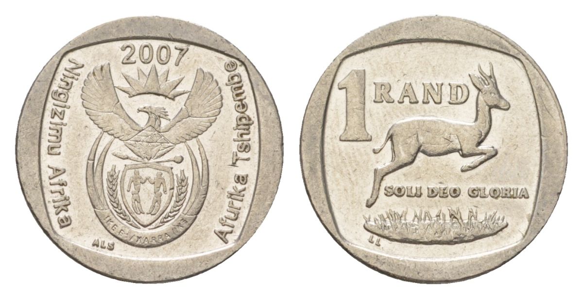 ЮАР 1 ранд 2007 KM 344 медь плакированная никелем 4627-462