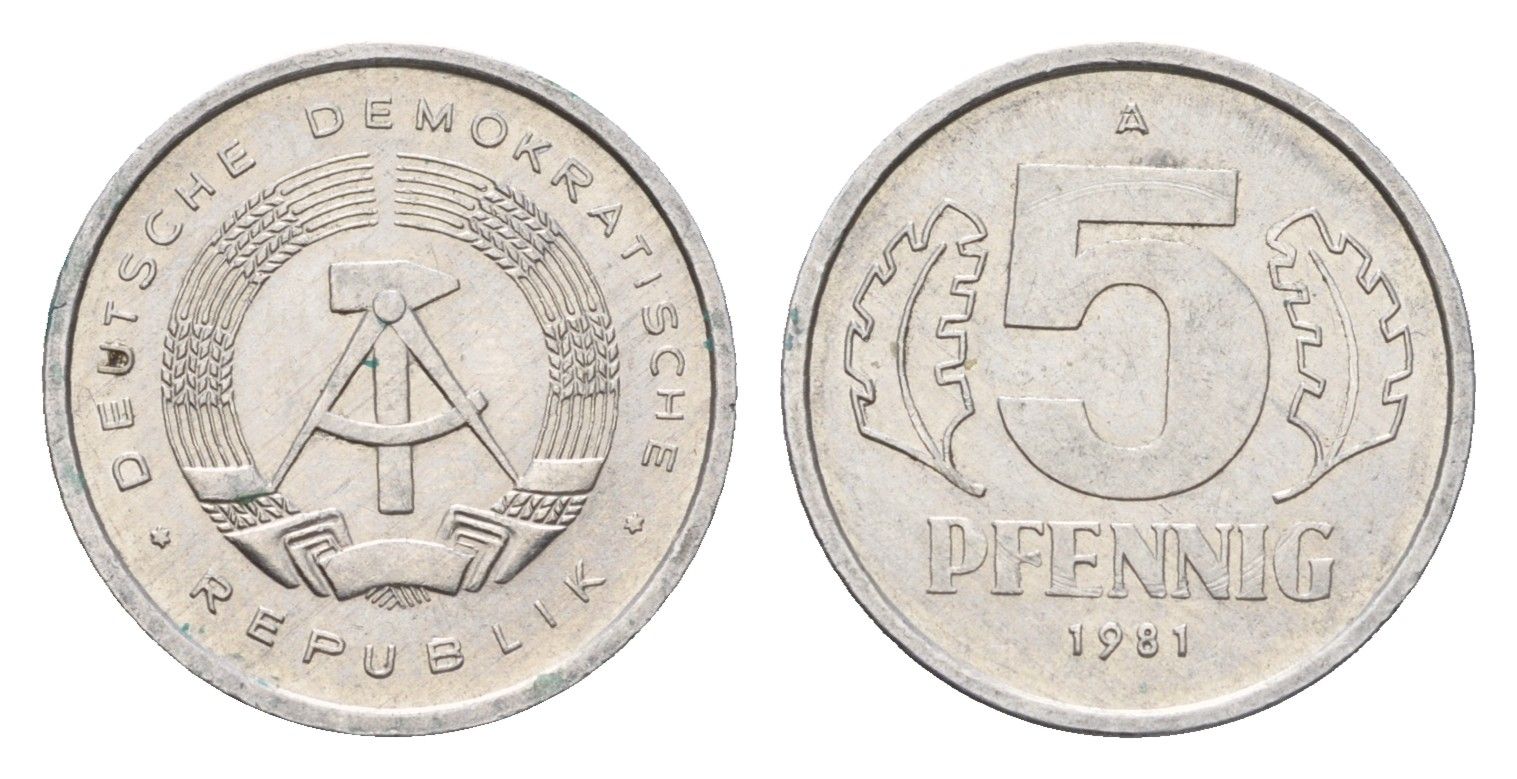 ГДР 5 пфеннигов 1981 A KM 9.2 алюминий aUNC 4685-1066