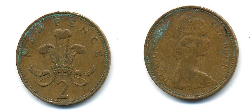 Великобритания 2 пенса 1971 Елизавета II (1952-2022) КМ 916, Spink 4235 (C1) бронза 4110-623