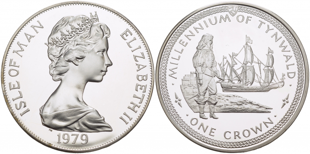 Остров Мэн 1 крона 1979 1000 летие Тинвальду (парламенту), солдат КМ 49a серебро PROOF 1081-6-22