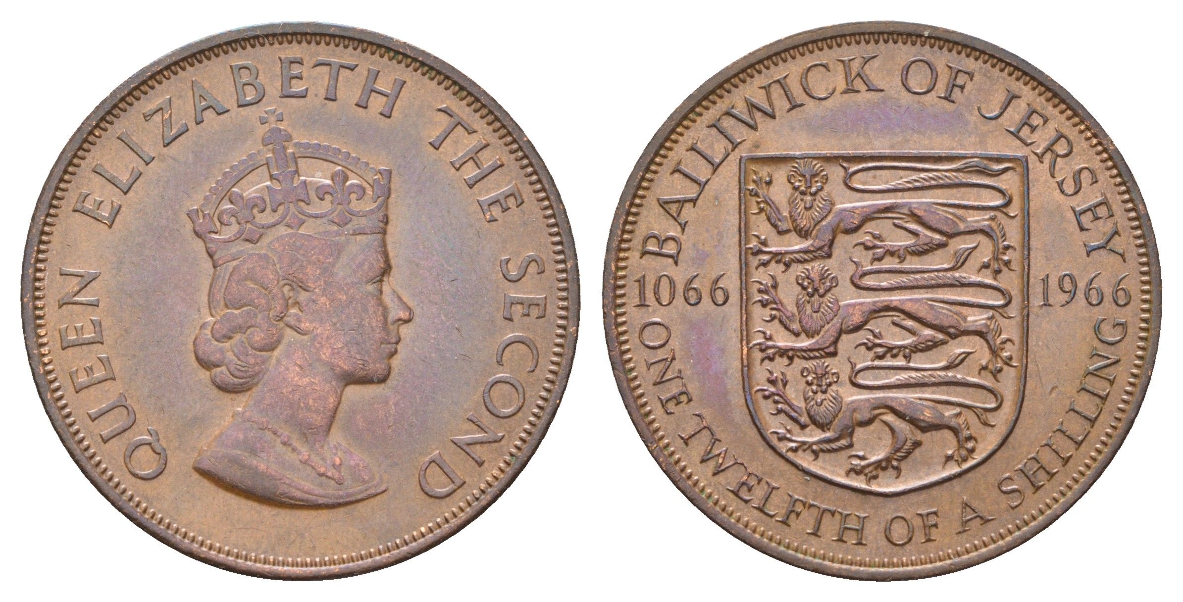 Джерси 1/12 шиллинга 1966 900 лет битве при Гастингсе KM 26 бронза 4634-422