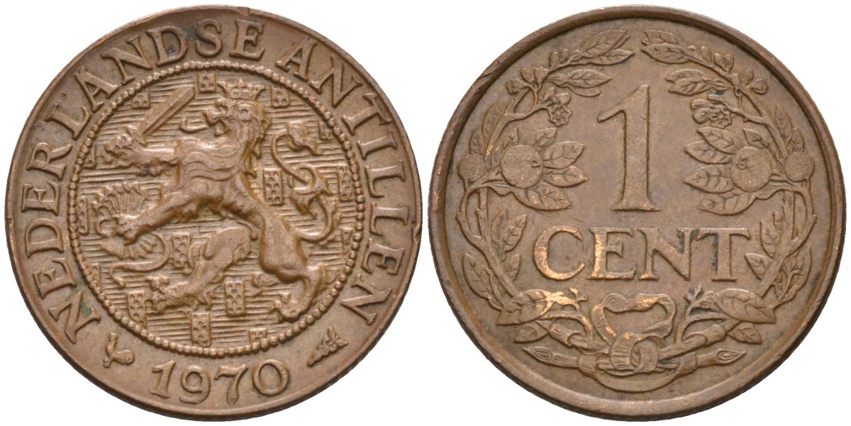 Нидерландские Антилы 1 цент 1970 Юлиана (1948-1980) KM 1 бронза 3955-1214