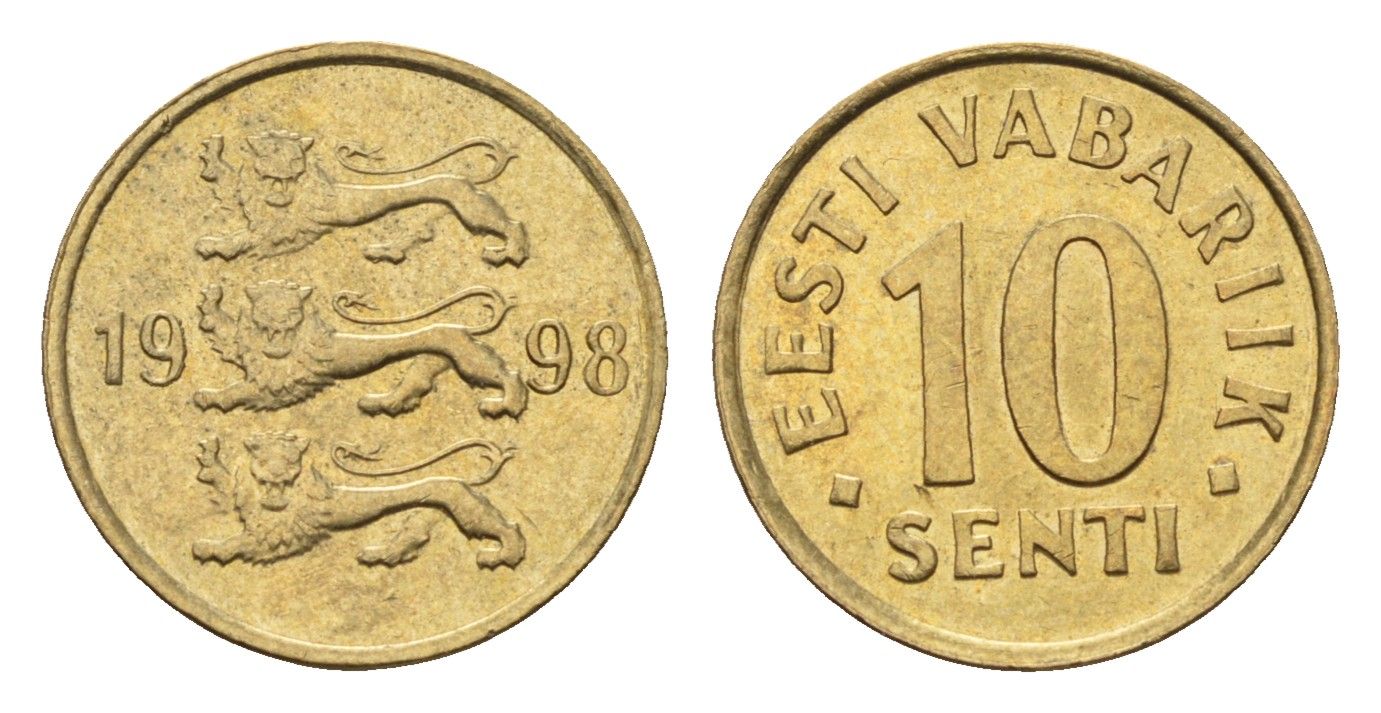 Эстония 10 сентов 1998 KM 22 латунь UNC 4689-639