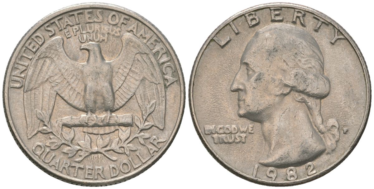 США 25 центов = квотер 1987 P, Вашингтон KM 164a медь плакированная медно-никелем 4595-1151
