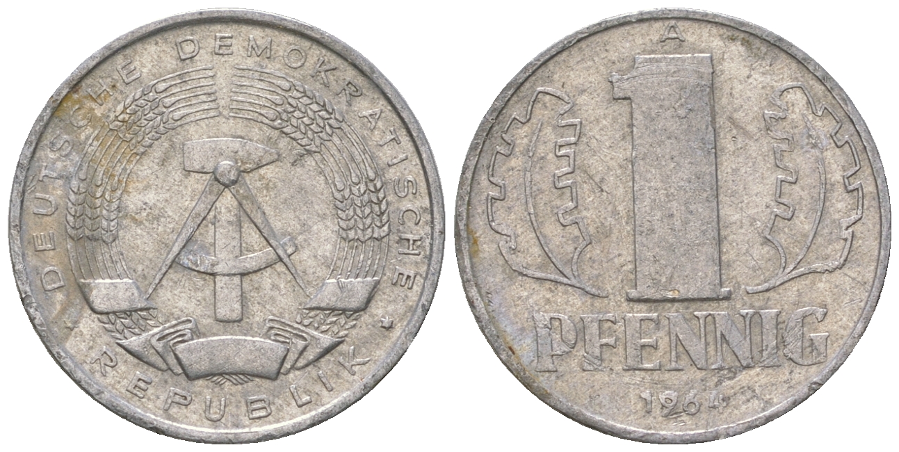 ГДР 1 пфенниг 1964 А KM 8.1 алюминий 3458-312