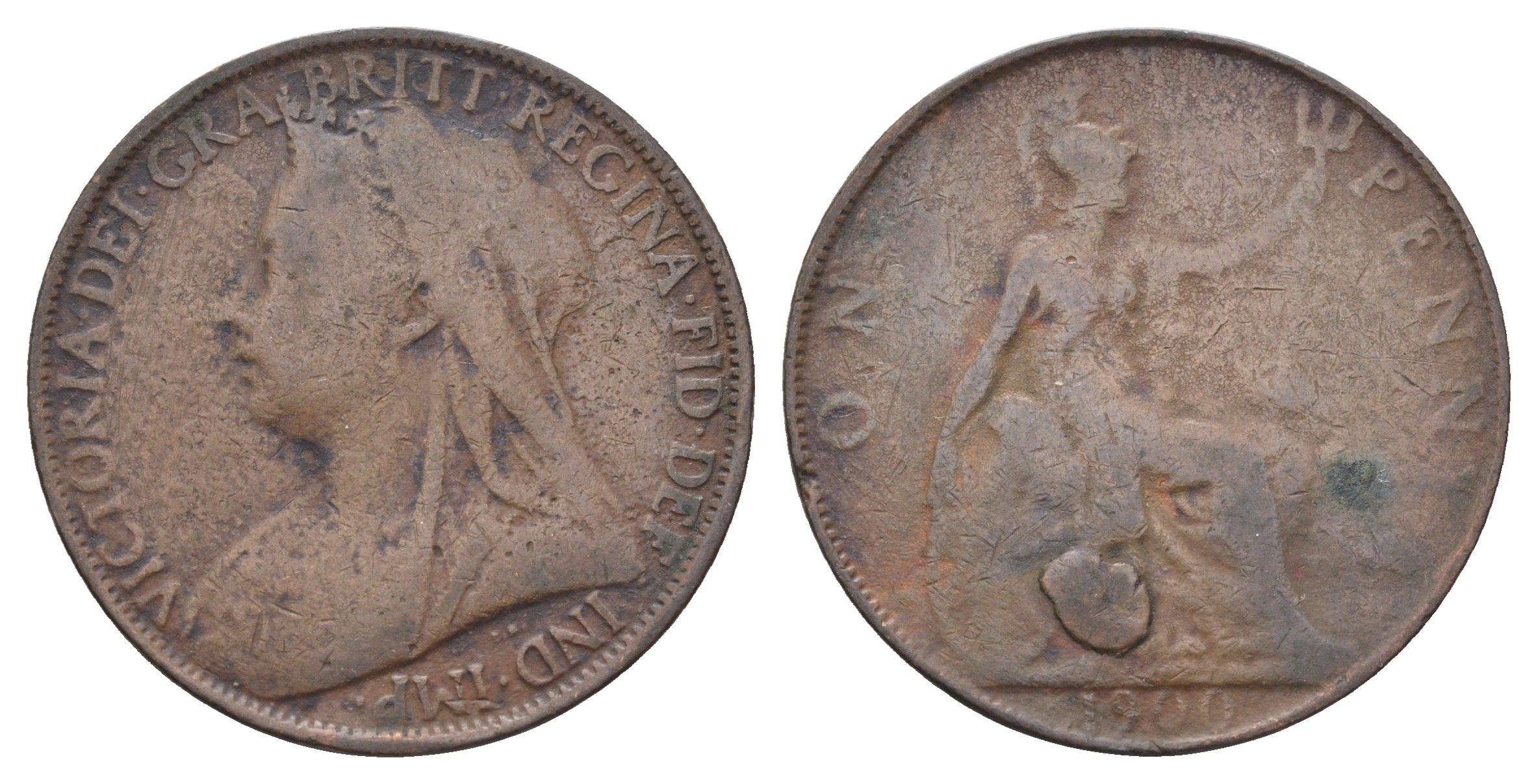 Великобритания 1 пенни 1900 Виктория (1837-1901) KM 790, Spink 3961 бронза 4661-432