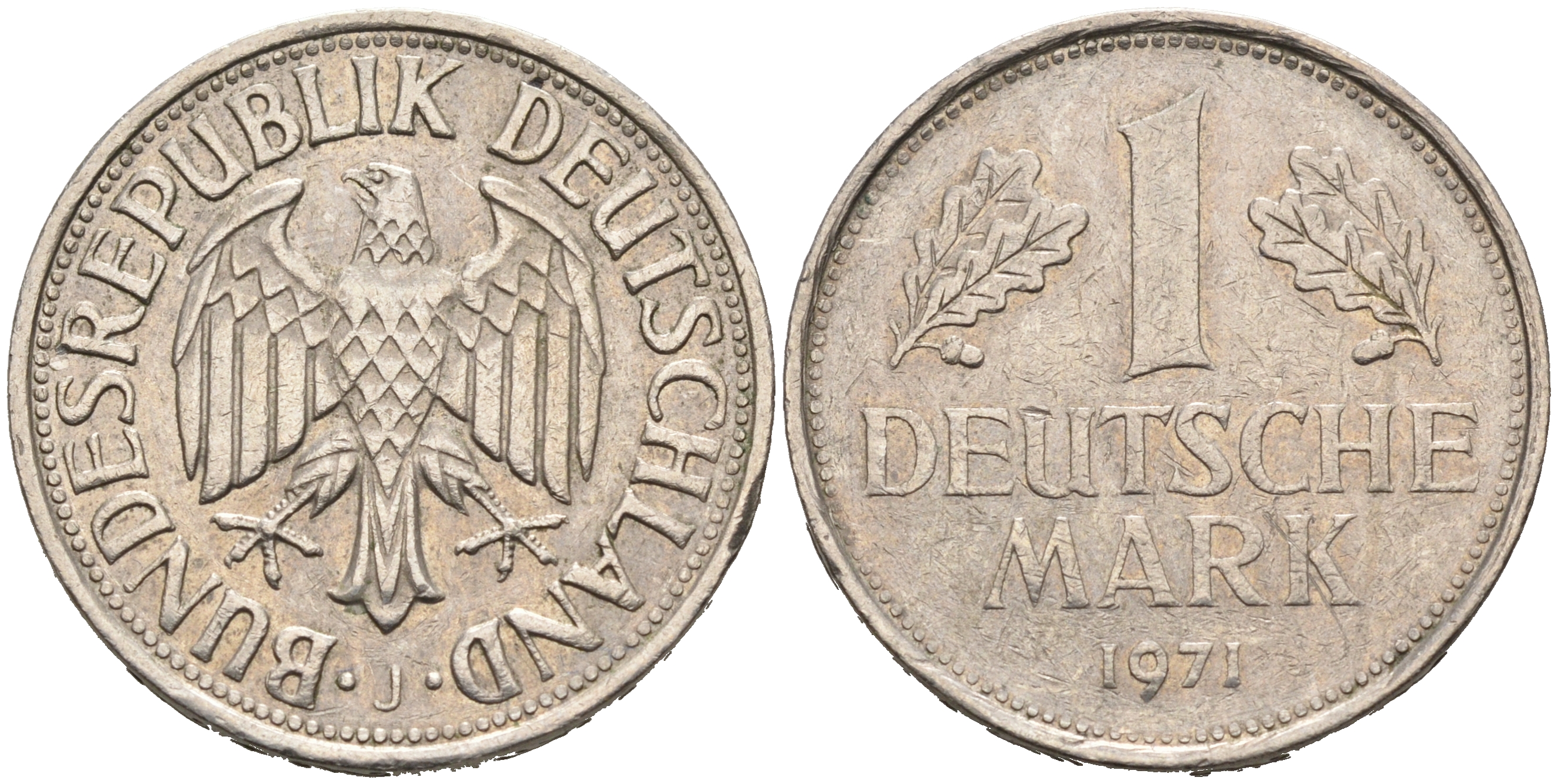 ФРГ 1 МАРКА 1971 J KM 110 медно-никель 75-725