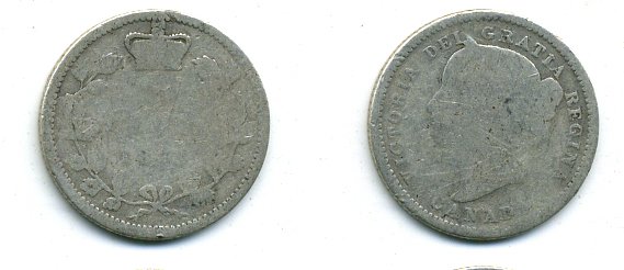 КАНАДА 10 ЦЕНТОВ ND ВИКТОРИЯ серебро 46-1035