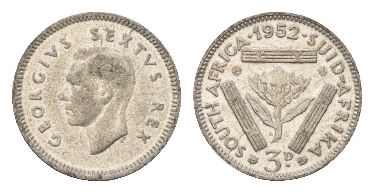 ЮАР 3 пенса 1952 KM 35.2 серебро 105-1241