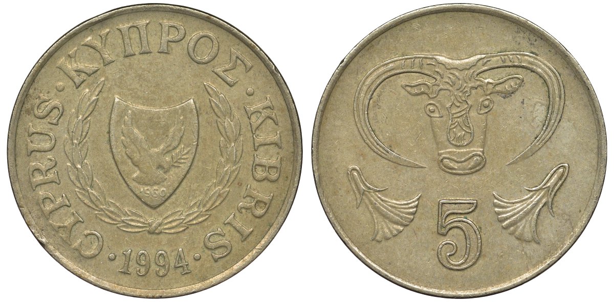 Кипр 5 центов 1994 KM 55.3 никель латунь 4122-427