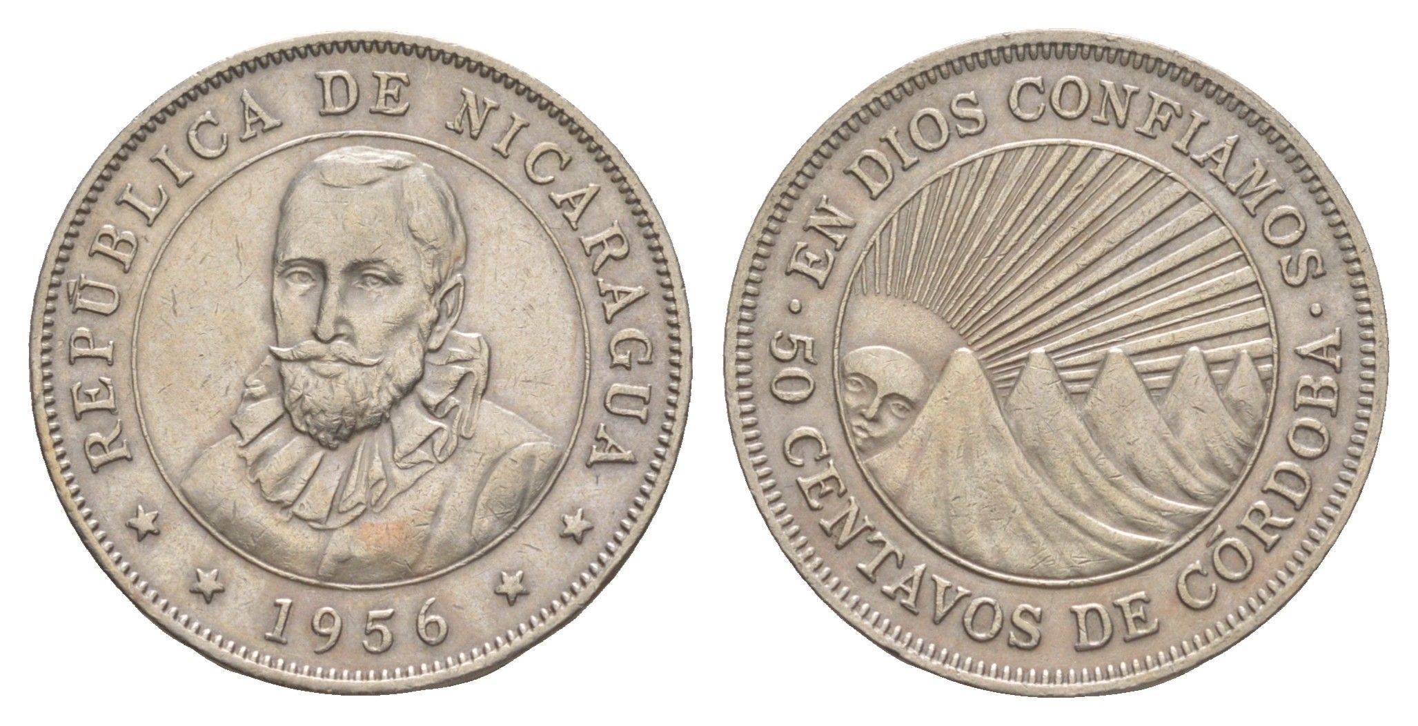 Никарагуа 50 сентаво 1956 KM 19.1 медно-никель 4641-325