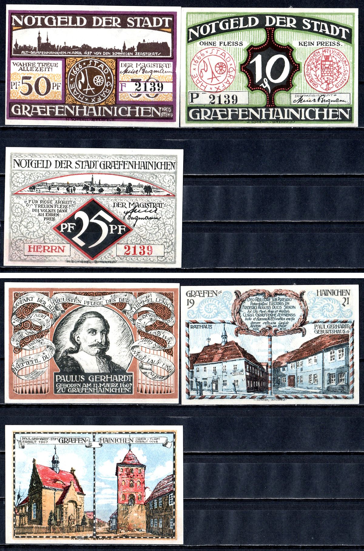 Грефенхайнихен (Пруссия, Саксония) набор из 3 нотгельдов 1921 7556-12-3-2