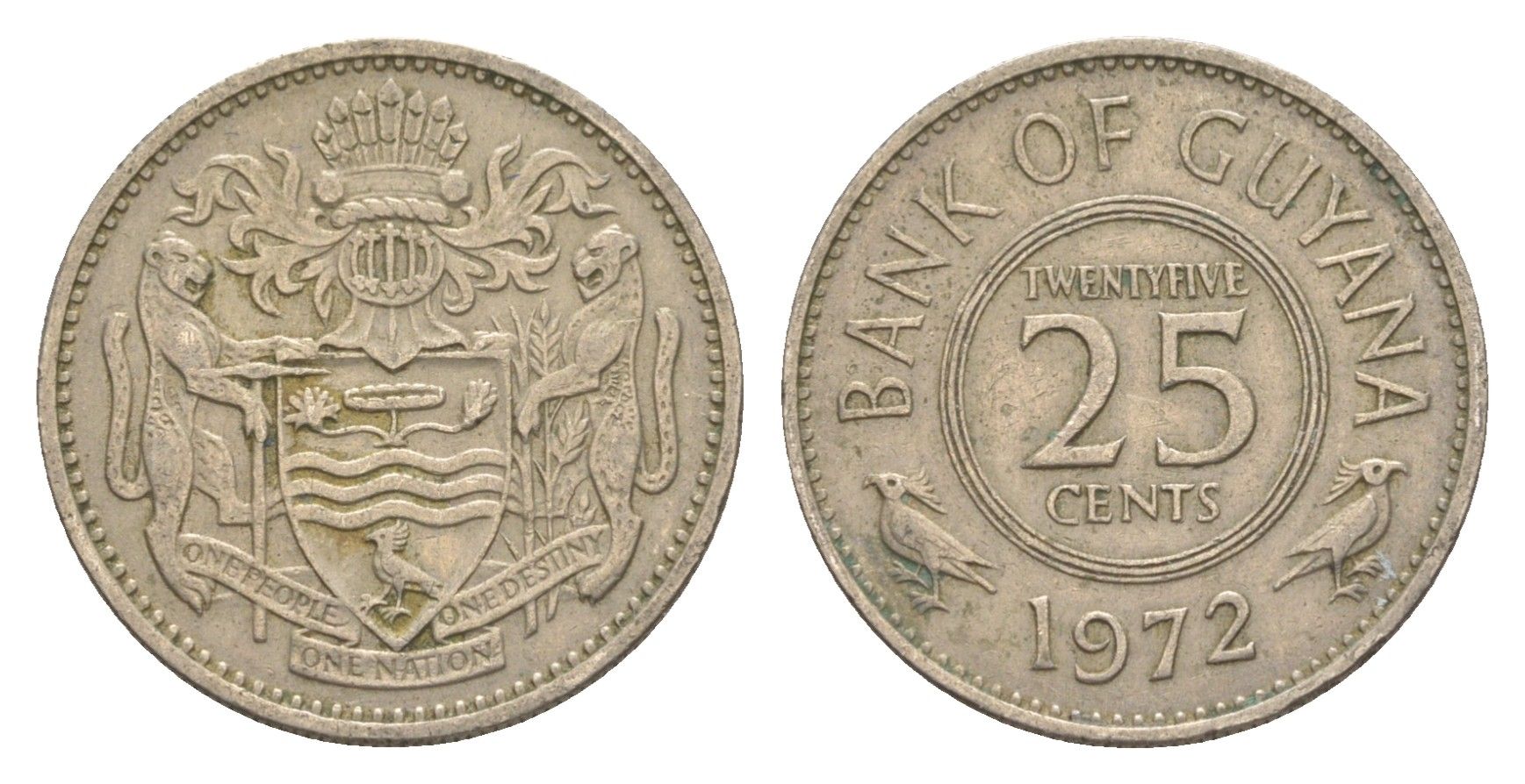 Гайана 25 центов 1972 KM 34 медно-никель 4613-217