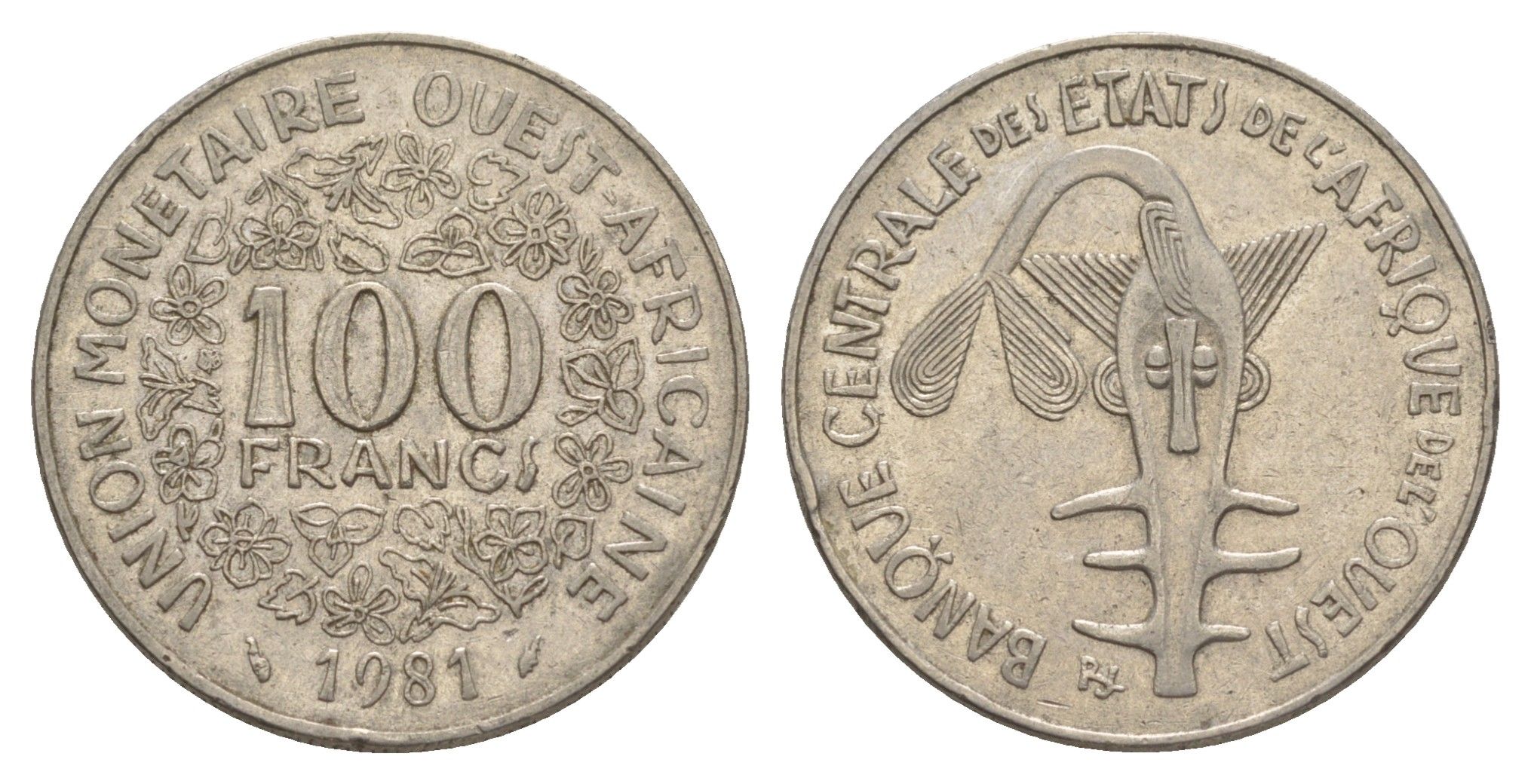 Западная Африка (BCEAO) 100 франков 1981 Центральный банк государств Западной Африки KM 4 никель 4642-333