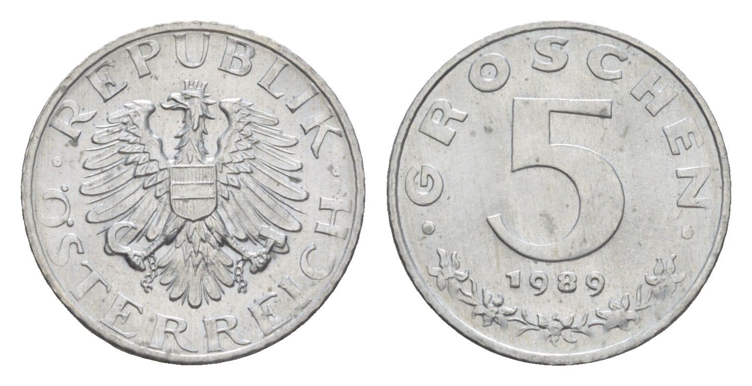 Австрия 5 грошей 1989 KM 2875 цинк UNC 4576-217