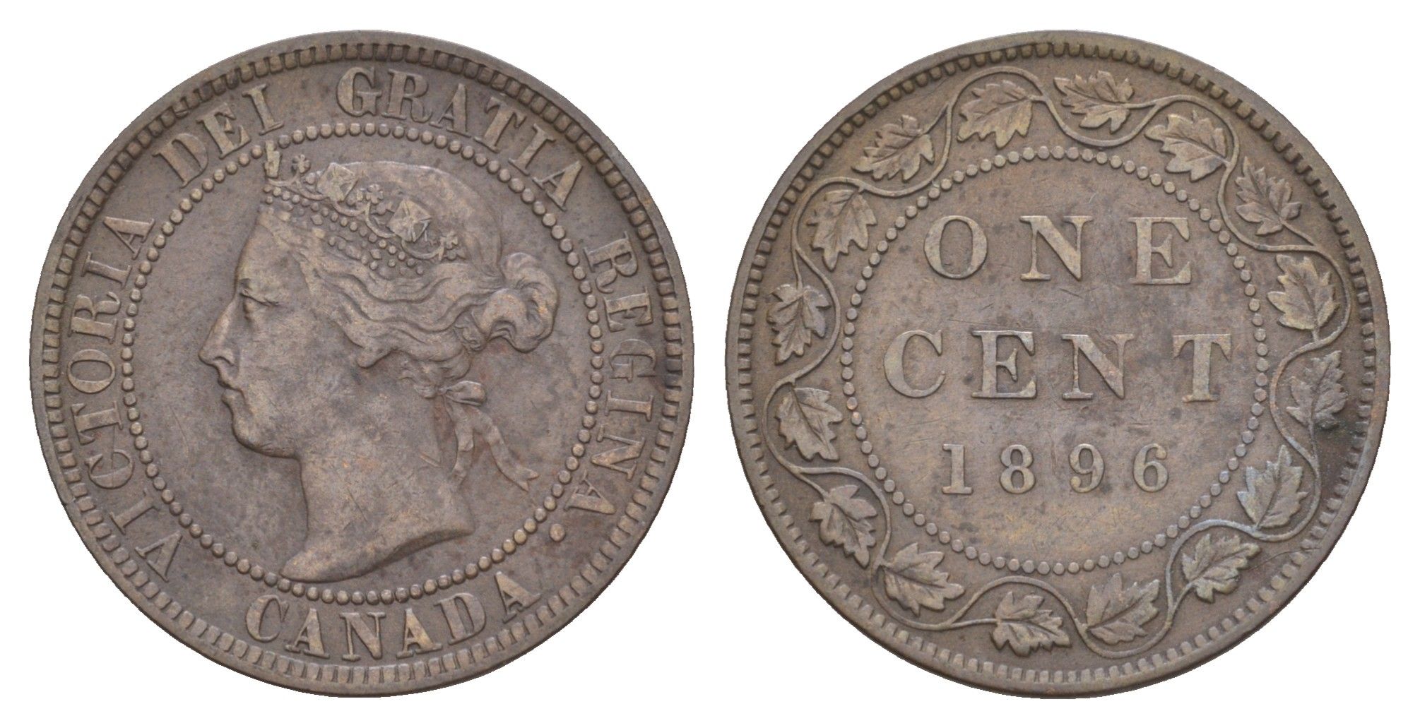 Канада 1 цент 1896 Виктория (1837-1901) KM 7 бронза 4654-1221