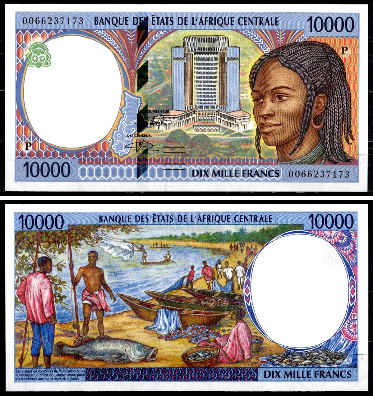 Чад 10000 франков 2000 Банк государств Центральной Африки Pick 605P f бумага UNC (пресс) 451-735-2