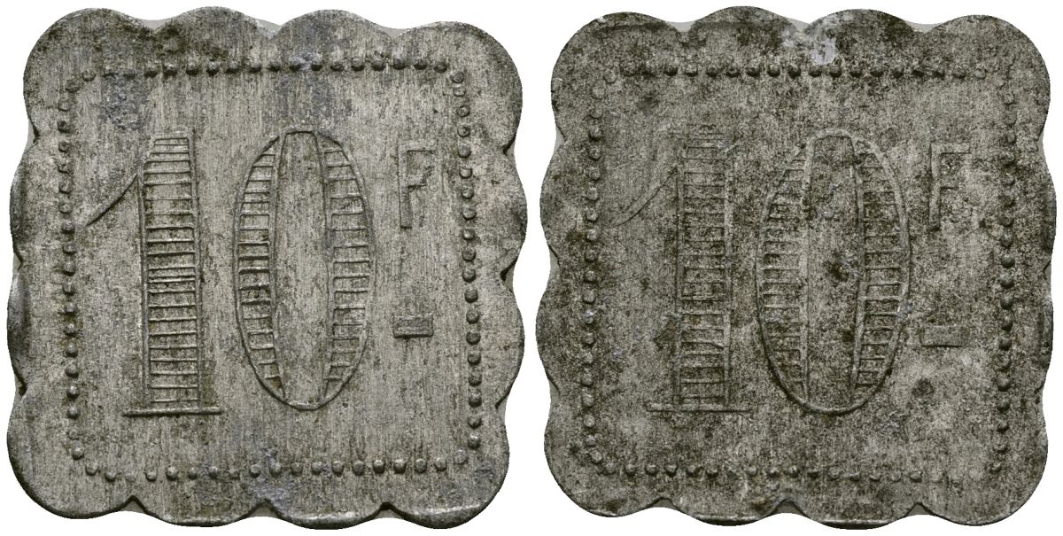 Франция 10 франков ресторанный жетон латунь 4175-943