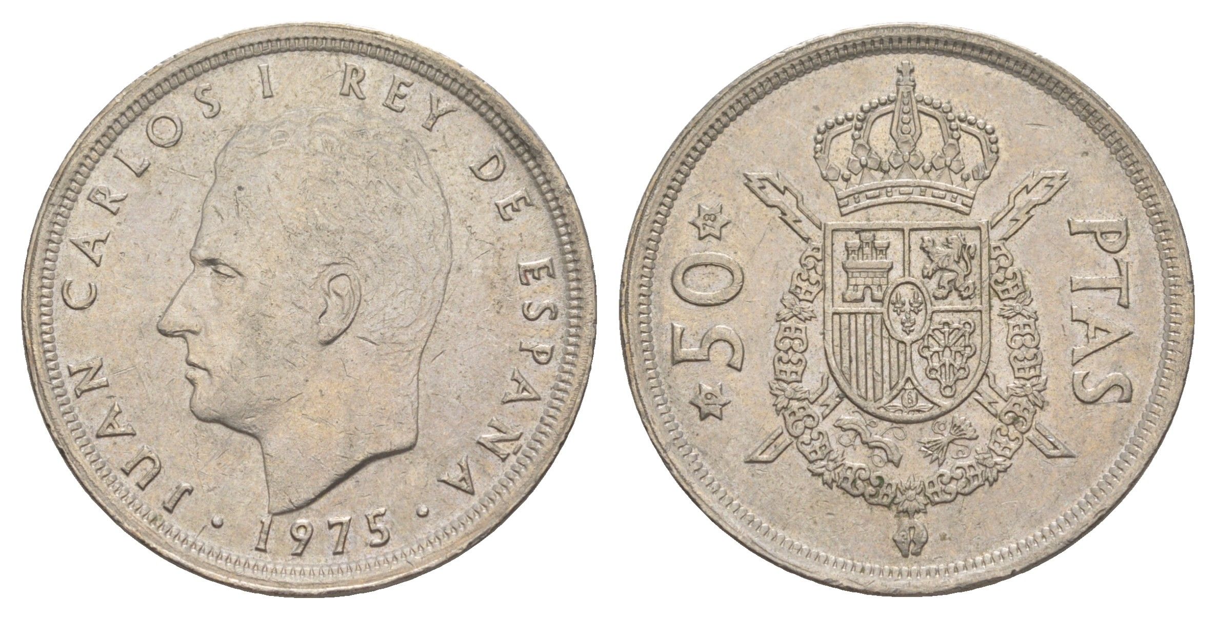 Испания 50 песет 1975 (78) M, Хуан Карлос I (1975-2014) KM 809 медно-никель 4645-643