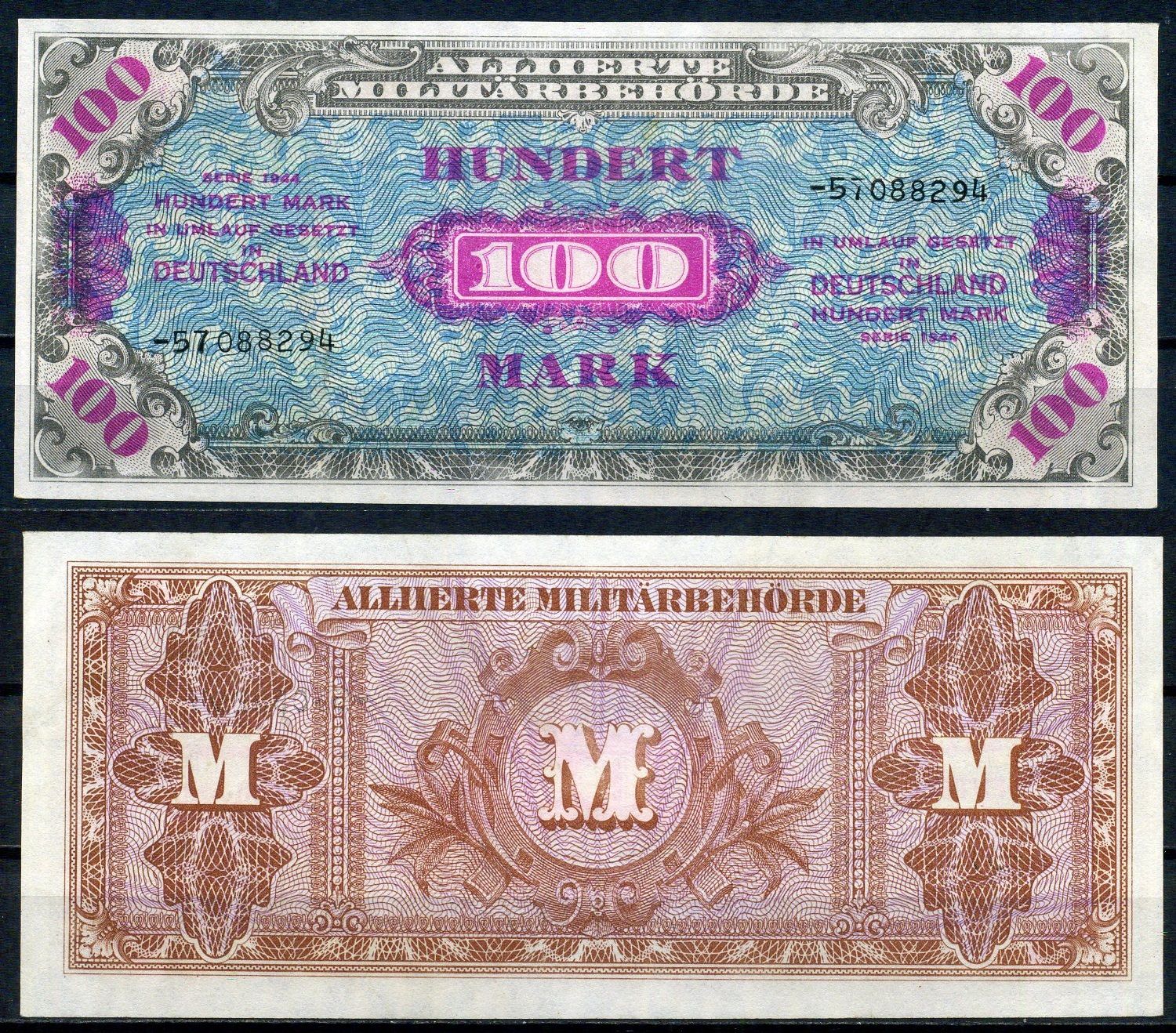 Германия  100 марок 1944 oккупация  Pick 197  бумага  aUNC  451-1098-2
