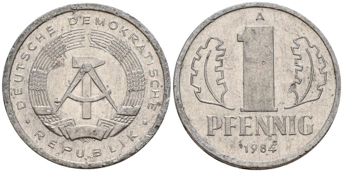 ГДР 1 пфенниг 1984 A KM 8.2 алюминий 188-933